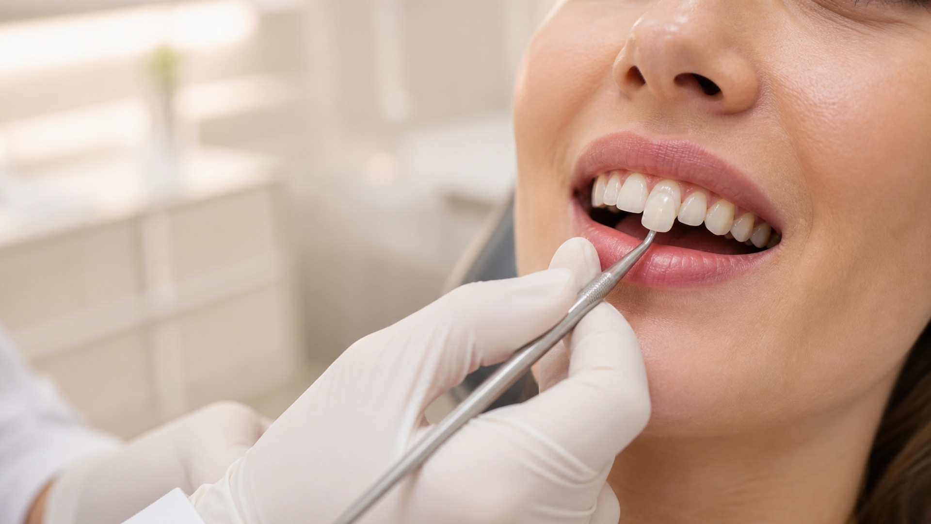 Aplicação de faceta dentária
